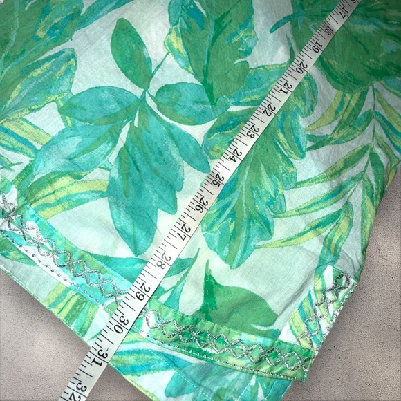 Christian Siriano New York Women's Large Green Leaf Print V-Neck Resortwear Chic - Picture 15 of 15